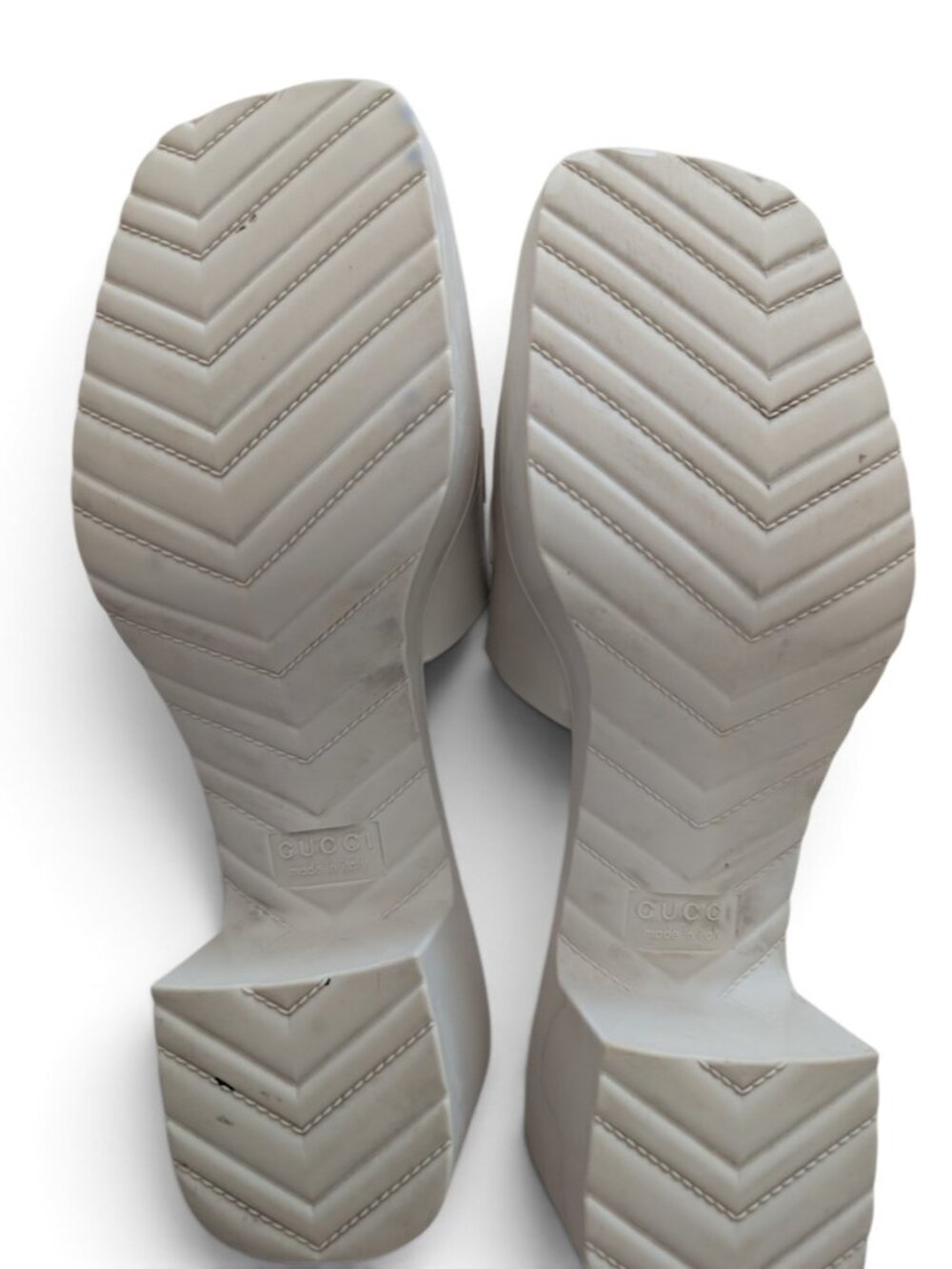 Gucci Logo Rubber Slide Mules Size 40/10 White EUC - Picture 8 of 11